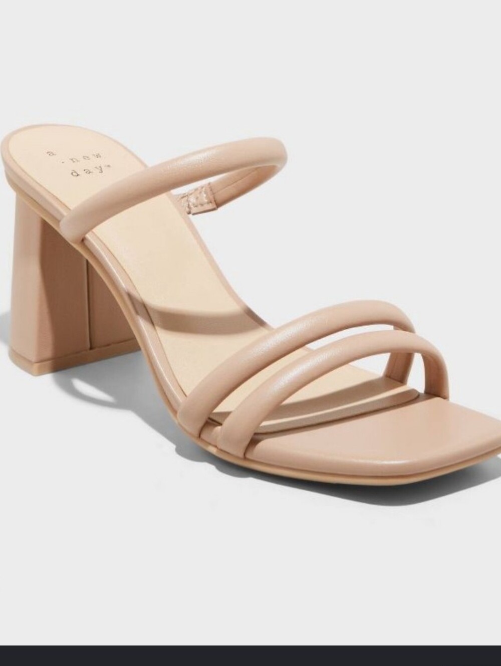 A New Day Stacey Mule Heels  Light Brown Slip-On Block Heel Size 8.5 WIDE